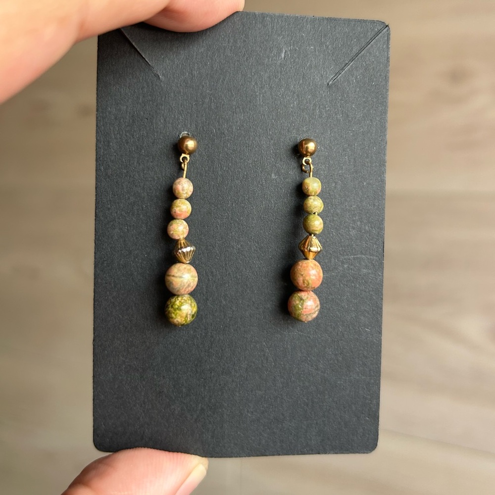 Unakite stone Dangled Earrings